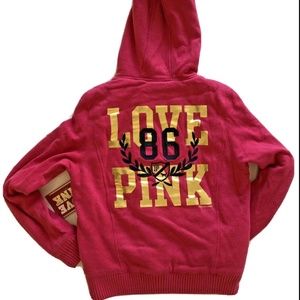 ❌SOLD❌ PINK Victoria's Secret Sweatshirt Hoodie Faux fur Sherpa inside RARE